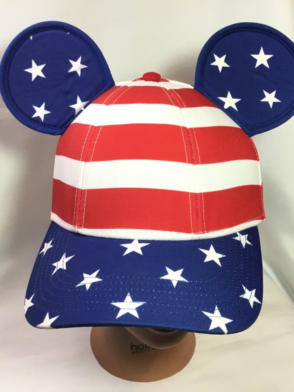 Disney 90 Years Mickey Mouse Ears Baseball Cap Hat USA Patriotic Flag Youth